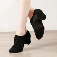 Women Latin Dance Shoes Jazz Adult Ballroom Salsa Dancing Shoes Woman Black Red Teachers Training Modern Tango Dance Sneakers