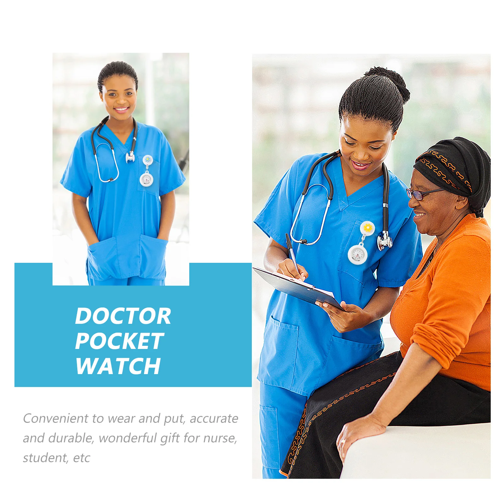 2 قطعة ساعة جيب سيليكون ليتل ديزي ممرضة طبيب الطبخ معلقة الصدر ساعة التمريض ديكور توقيت ساعة #6