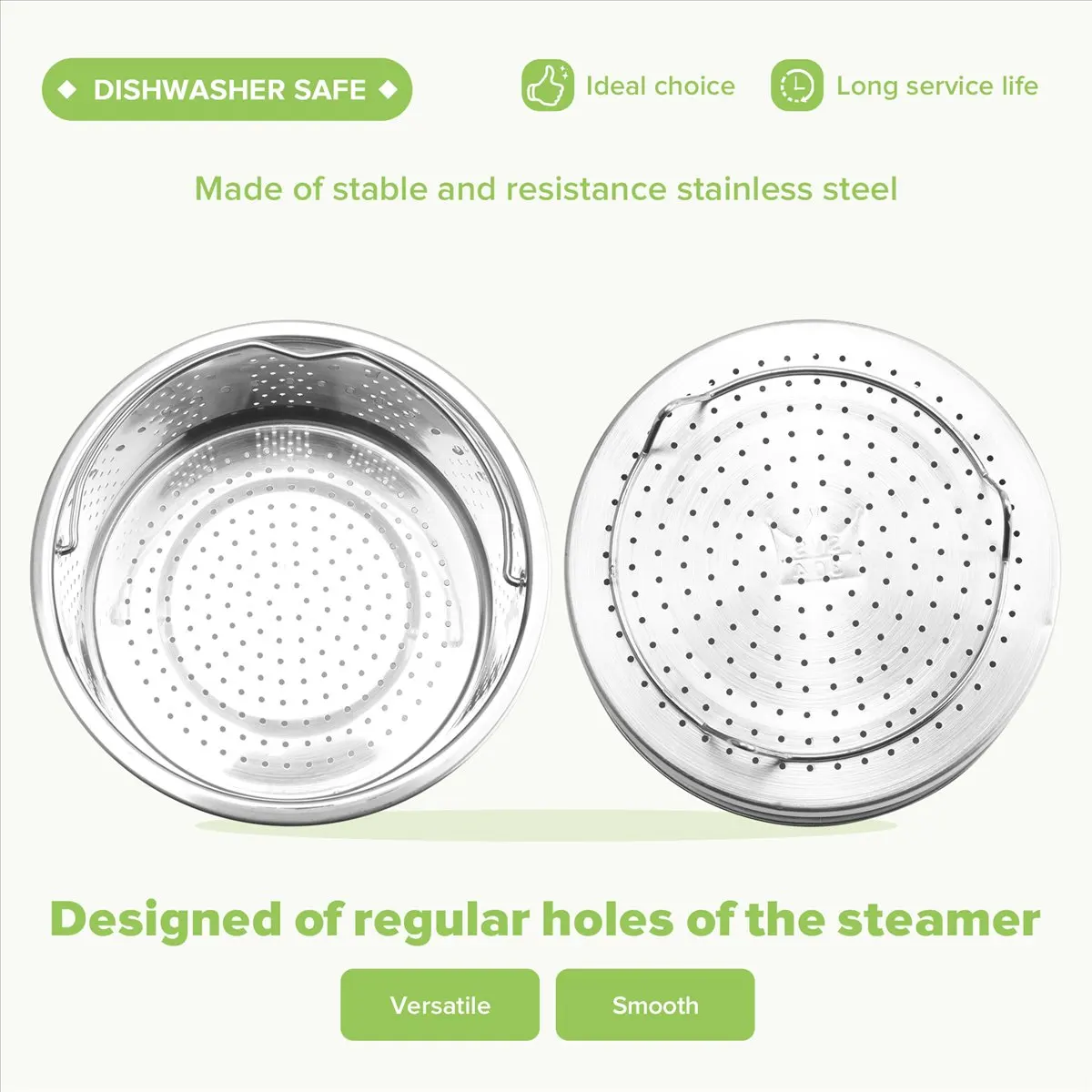 A75K Stainless Steel Steamer Basket Rice Cooker Steamer for Instant Cooker with Handle Pressure Cooker Rice Steamer