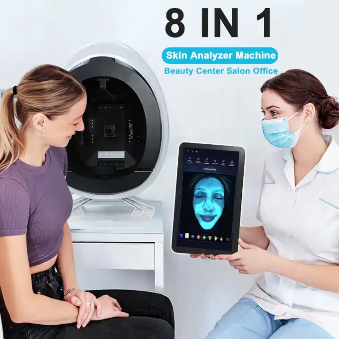 2023 moisture detection skin analyzer  Skin Scanner AI Automatic Face Recognition 3D Topography Facial Skin Analyzer Machine