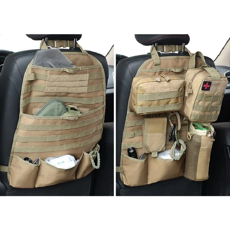 Tactical Molle Car Sear Back Organizer Pocket Multi Storage Bag EDC Bag Phone Pouch For Universal Cars Seat Cover Bag