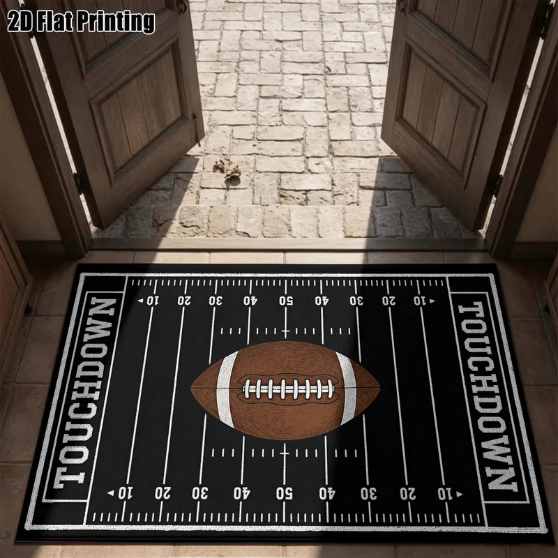 1Pc American Retro Football Field Rug, Retro Art Decorative Rug, Suitable for Living Room, Bedroom, Dining Room, Bedside, Indoor and Study, Home Decoration