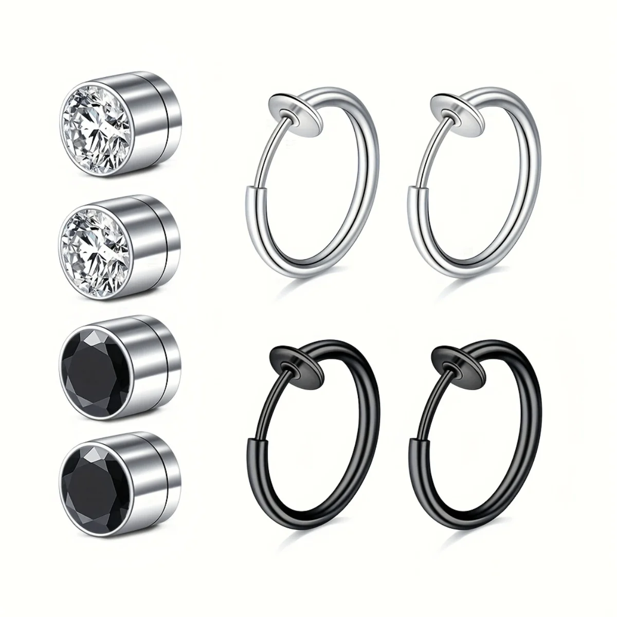2pcs Magnetic Ear Clips Hypoallergenic 304 Stainless Steel Non-Piercing Body Jewelry Secure Spring Clasp for Women Jewelry Gift