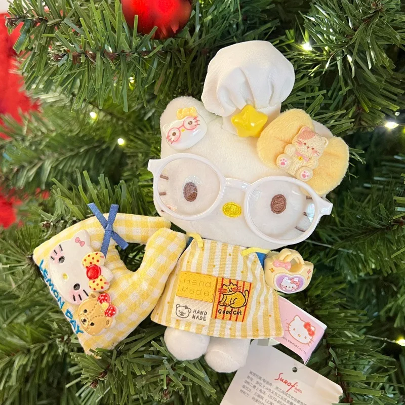 

Anime Hello Kitty Chef Dressed Up New Cartoon Plush Doll Keychain PP Cotton Stuffed Doll Kawaii School Bag Pendant Holiday Gift