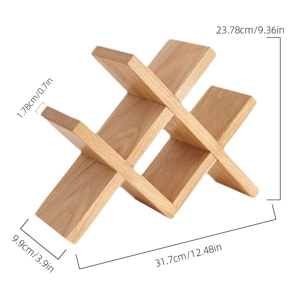 4-Bottle Wood Wine Rack for Countertop - Country Rustic Style, Compact Storage for Kitchen, Bar, Dining Room (Holds 750ml)