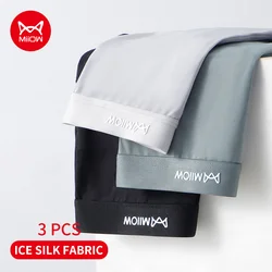 MiiOW 3Pcs Ice Silk Men Underwear Boxers Graphene Antibacterial Men's Panties Mens Underpants Breathable Summer Man Boxer Briefs