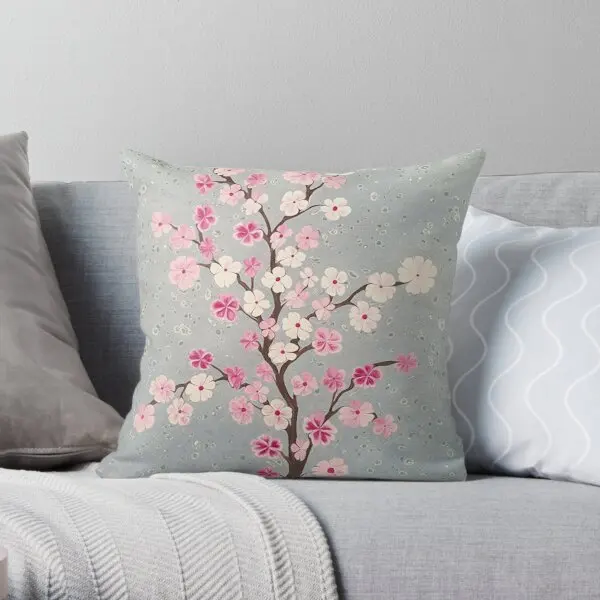 Cherry Blossoms  Printing Throw Pillow Cover Bedroom Throw Office Decorative Soft Waist Anime Hotel Pillows not include One Side