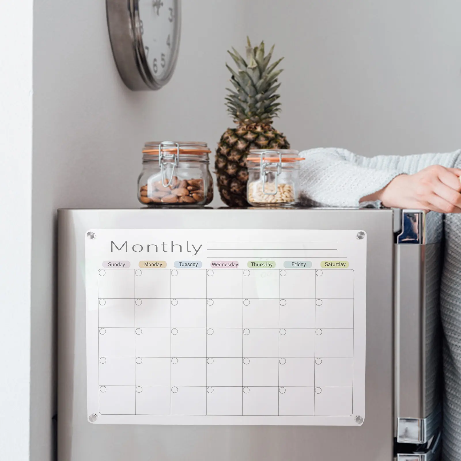 Magnetic Acrylic Planning Board Refrigerator Dry Erase Whiteboard Schedule Reminder Kitchen Message Organizer Reusable