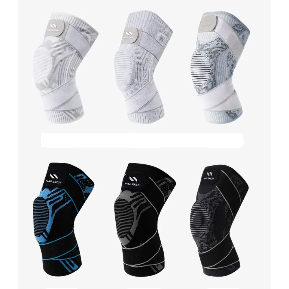 

Нейлоновые латексные наколенники из спандекса, силиконовые пружинные белые, серые, черные пружинные полоски, поддержка M/L, регулируемая спортивная одежда для мужчин и женщин