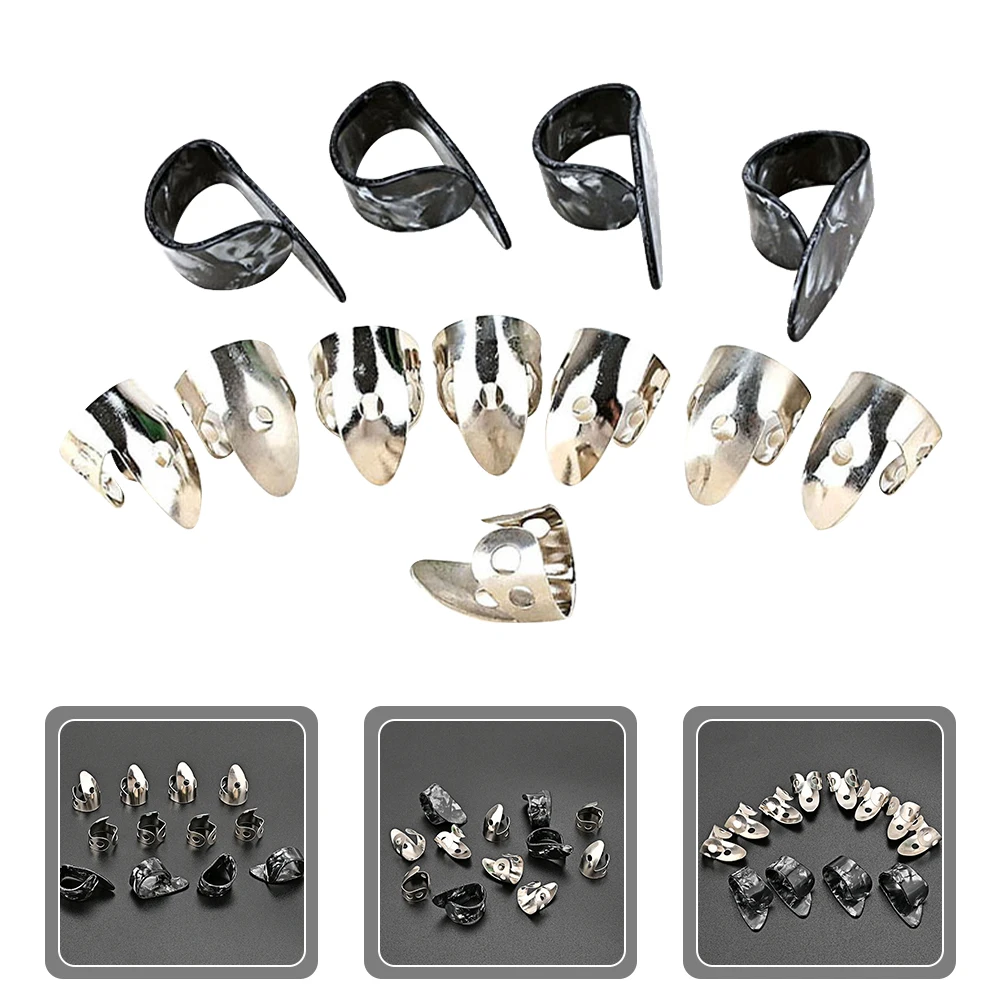 

12pcs Metal Guitar Finger Picks Adjustable Thumb Ring Protector Reusable Durable For Guitar Practice Professional Use Stringed