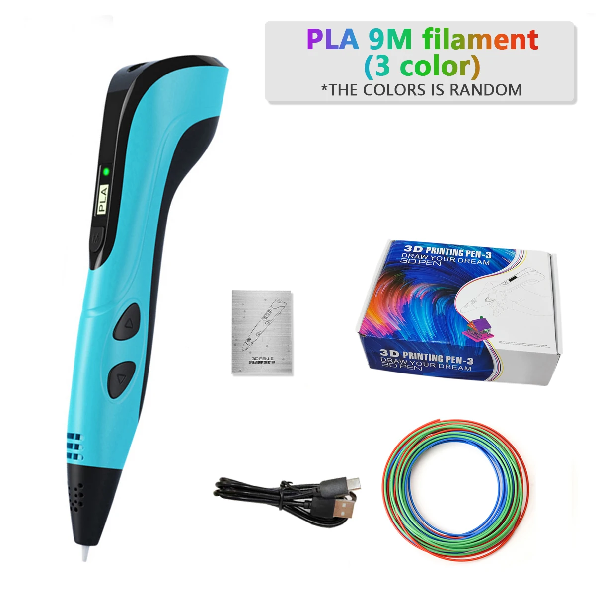 NEW 3D Printing Pen 3d Pens Set with PLA 9M Filament LCD Display for Kids Chidren Child's Birthday Christmas Creative DIY Gift