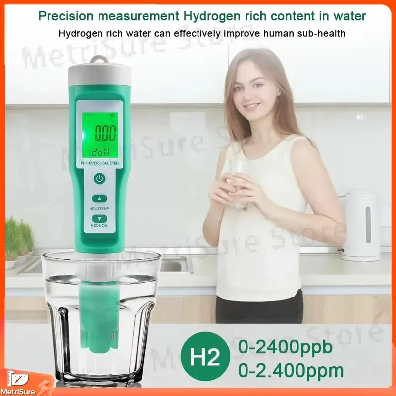 Water Quality Tester pH TDS EC ORP Resistivity Salinity Temperature Conductivity Meter with ATC for Drinking Water Aquarium