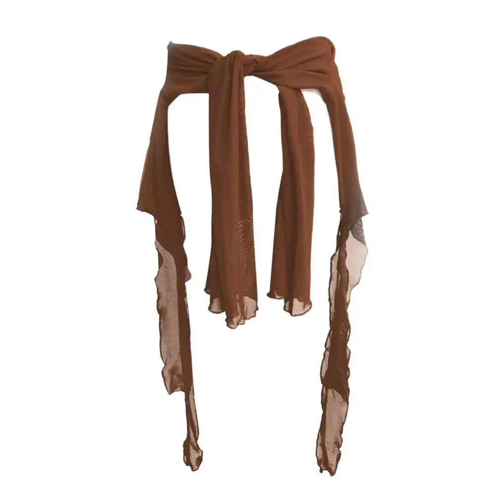 Jeans Pants Decor Irregular Jazz Dance Scarf See Through Harajuku Y2K Belt Streetwear High Waist Hip-hop Scarf image 3