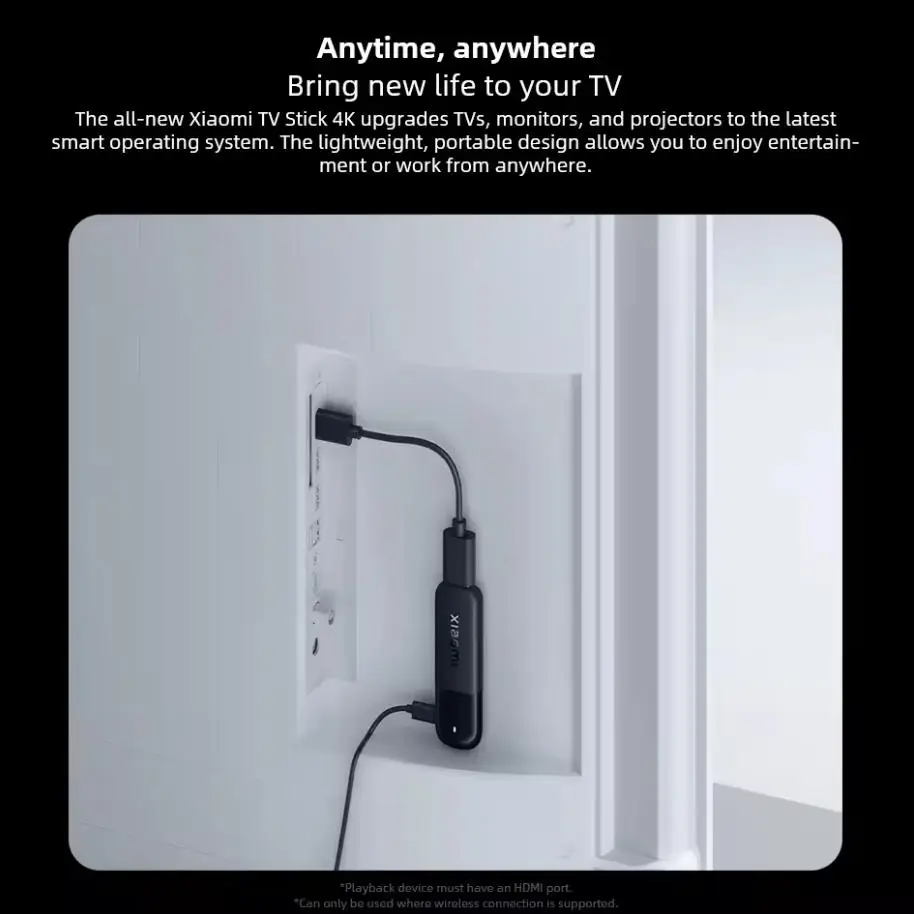 Xiaomi TV Stick 4K (الجيل الثاني) Google TV 2GB RAM 8GB ROM Bluetooth 5.2 WiFi HDMI متوافق مع Netflix و Prime Video وYouTube