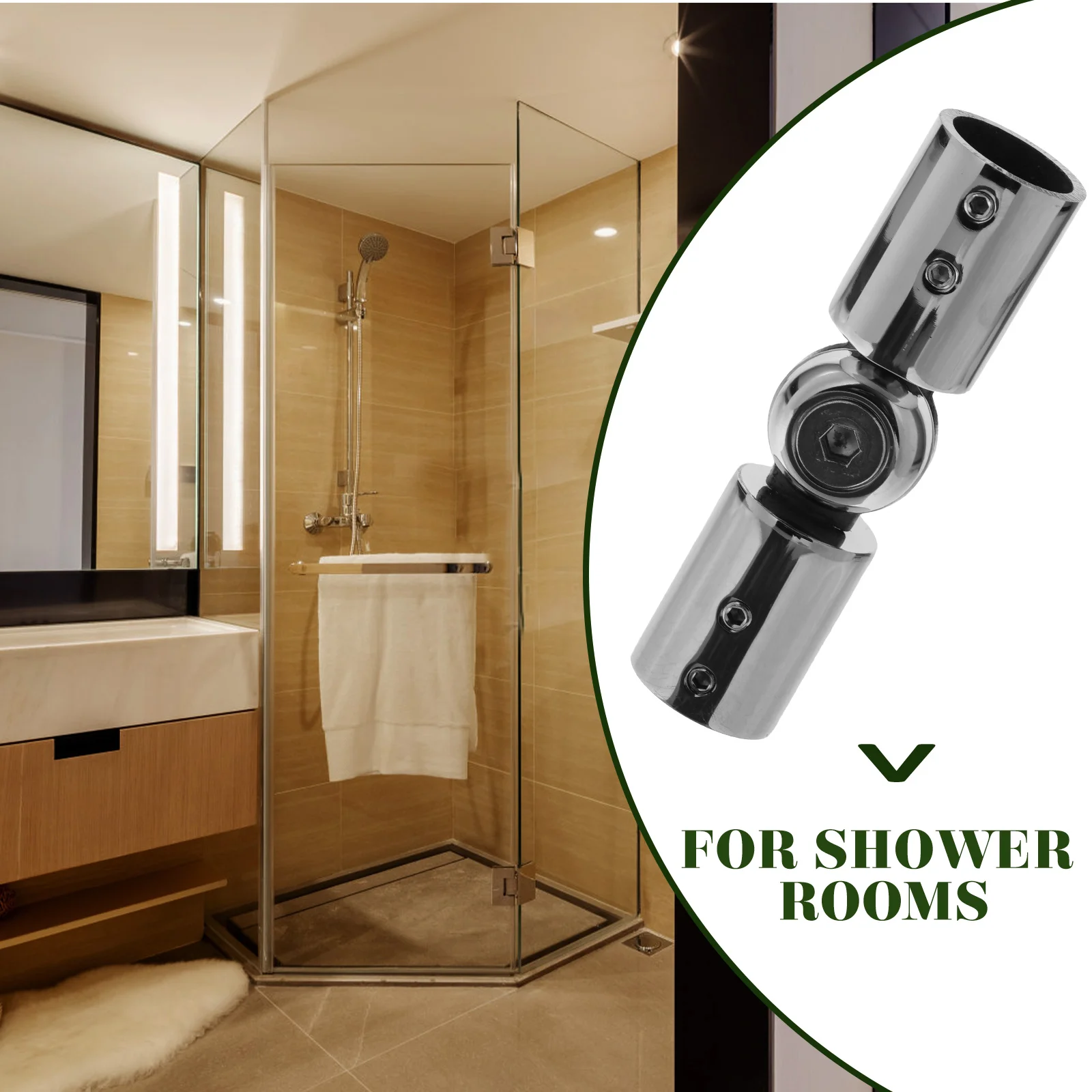 

Stainless Steel Round Tube Connector Zinc Alloy Corner Curtain Rod Parts Adjustable 90 180 Degrees Kitchen Bathroom
