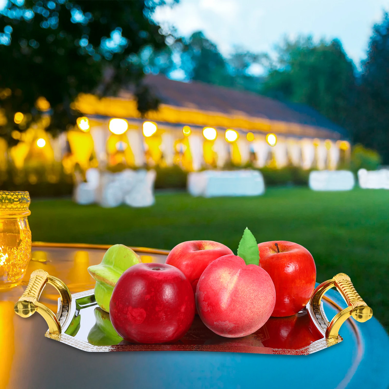 

Stainless Steel Large Capacity Fruit Tray Decorative Snack Dish for Home Party Food Serving Plate Desktop Fruit Tray