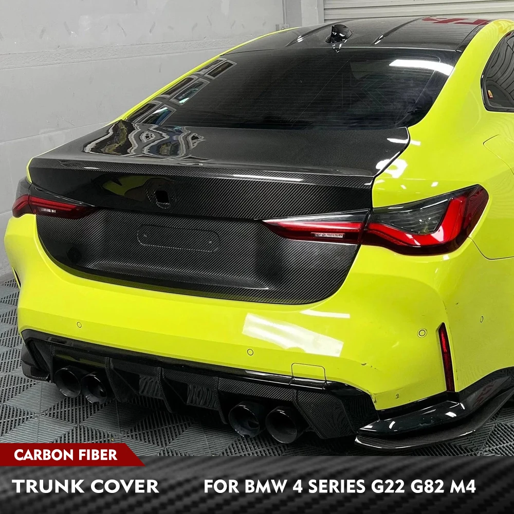 

For BMW 4 Series G22 G82 M4 2021-2023 Carbon Fiber Car Rear Boot Lid Gate Cover Kit Car Rear Trunk Cover Spoiler Racing Body Kit