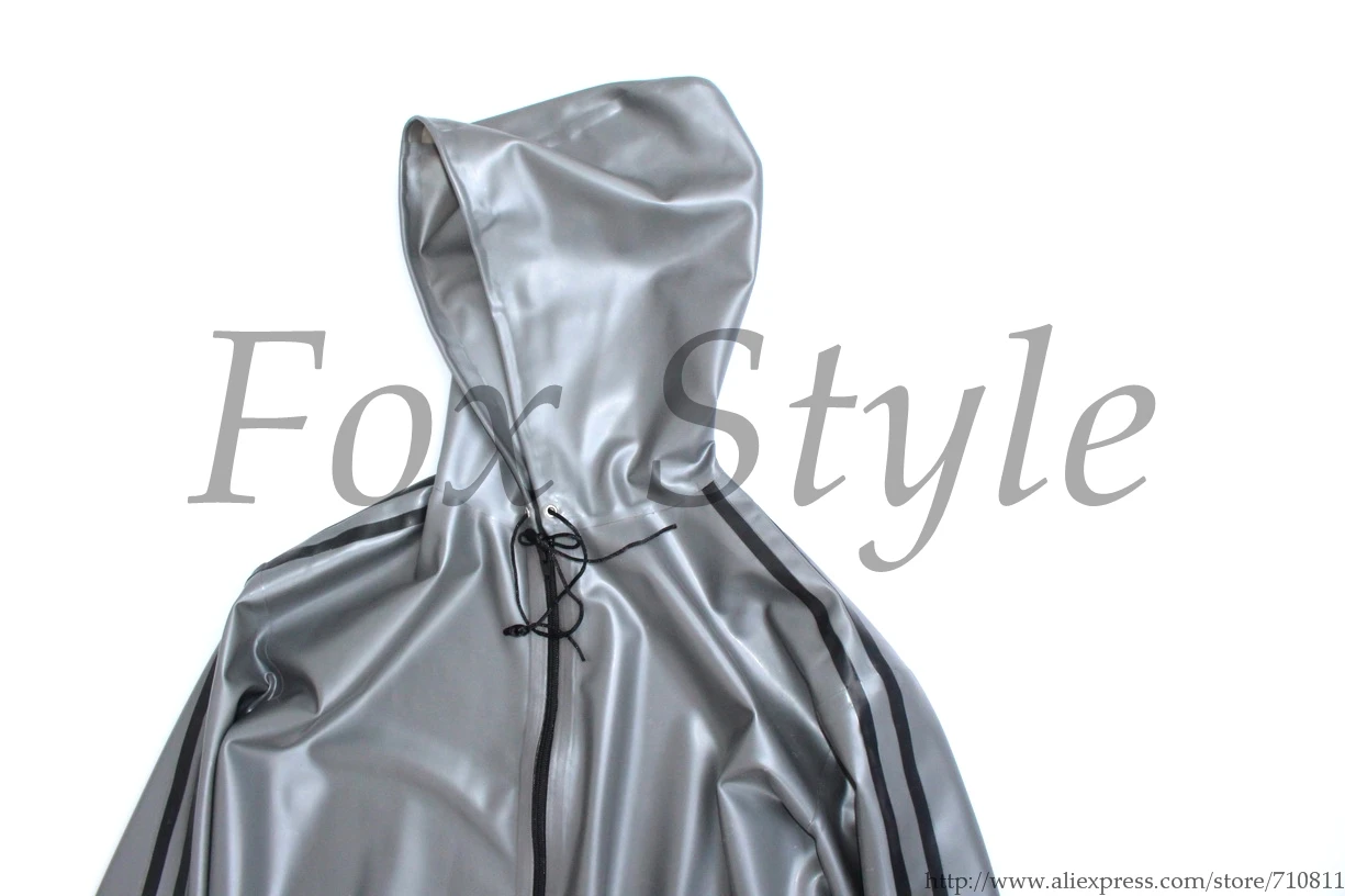 Men's latex jacket coat in italy silver style front zip real photoes