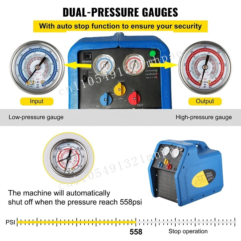 R32 R1234YF R410A R134a Refrigerant Recovery Machine 1 HP RR500 Automotive Air Conditioning HVAC Refrigerant Recovery Device