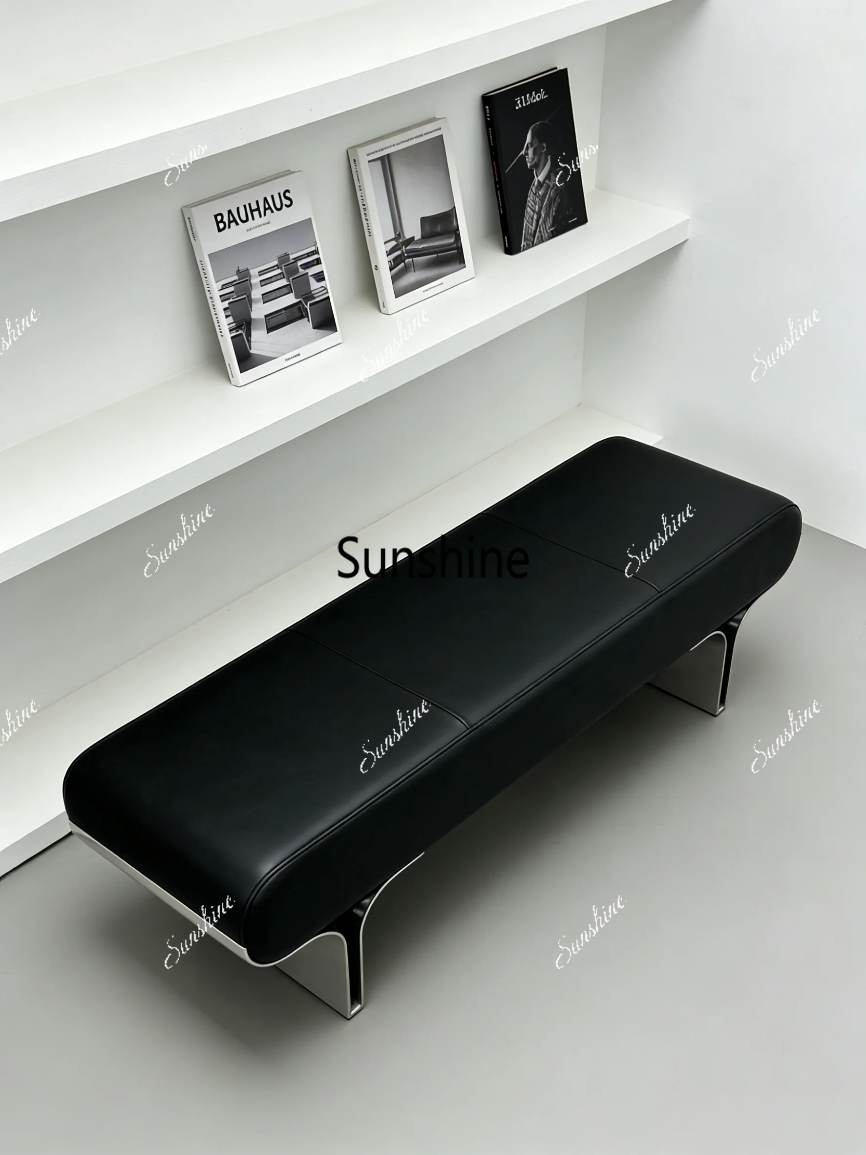 

Italian minimalist stainless steel bedside stool bedroom bench