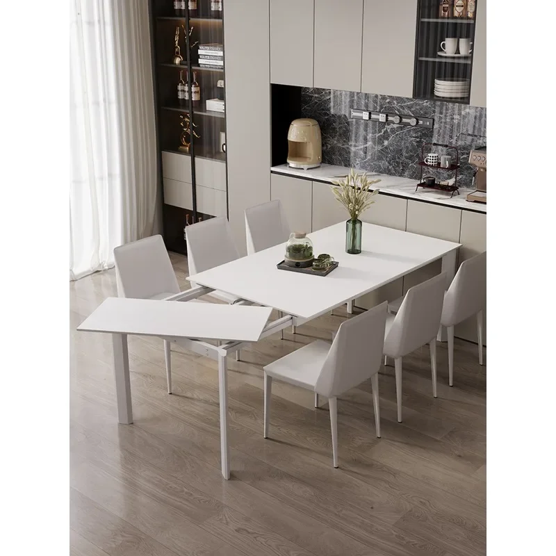 Unilateral stretch dining table, small household dining table retractable dining table and chairs