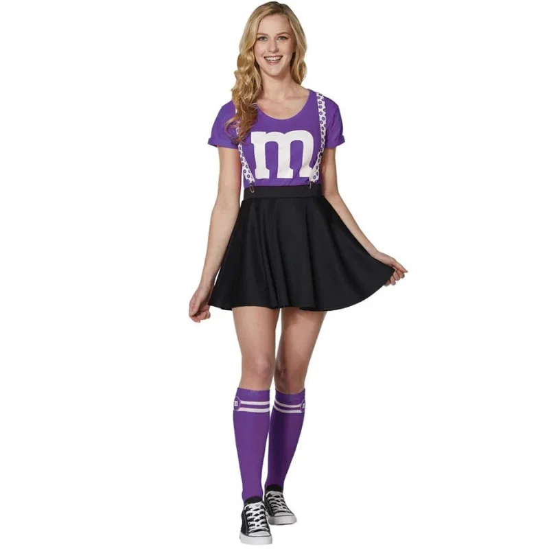 

Multicolor Schoolgirl Cheerleader Costume Student Competition Dance Uniform With Socks Fancy Party Dress Carnival