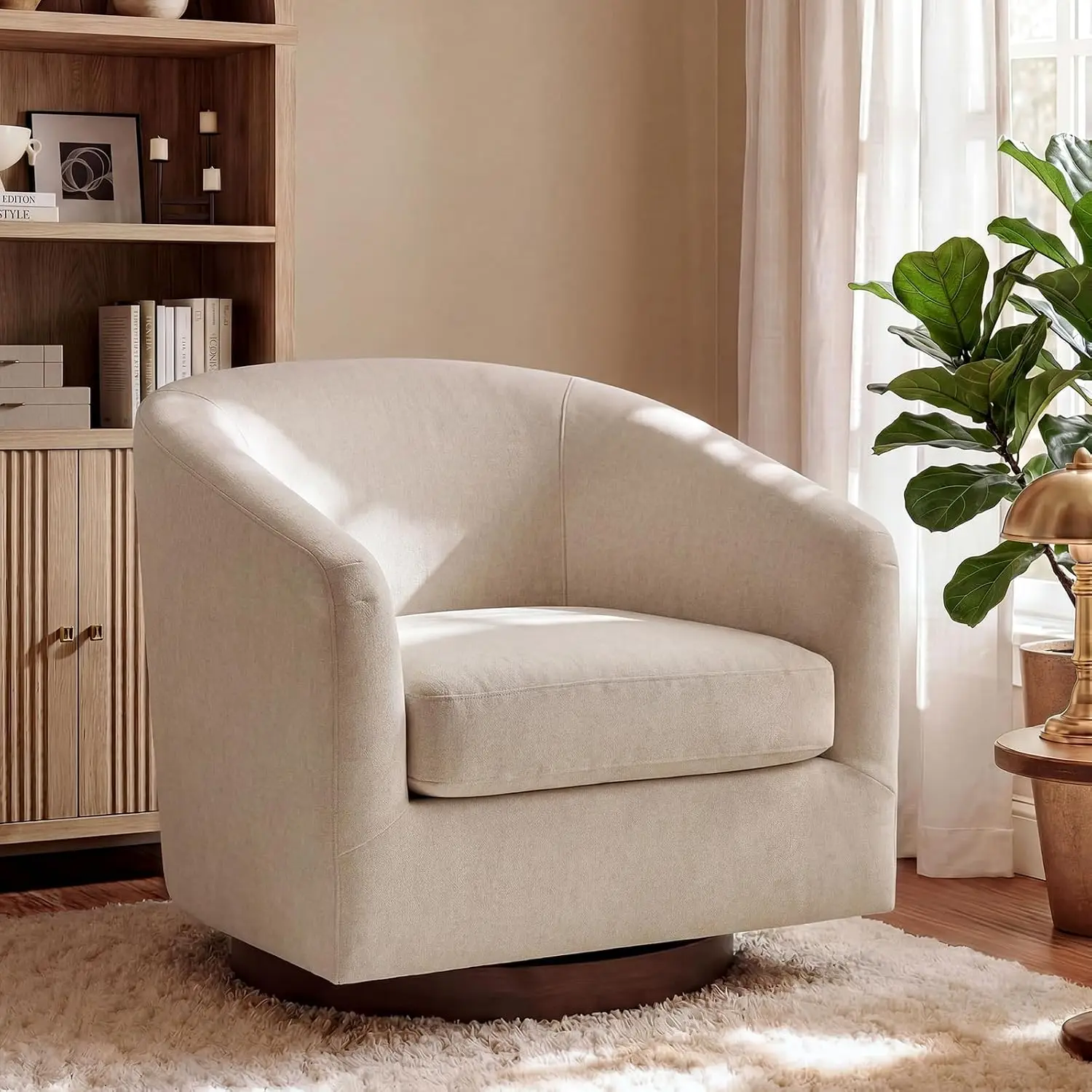 Swivel Accent Chair 360° Upholstered Wide Seat Fully Assembled Living Room Bedroom Apartment Office, Customized