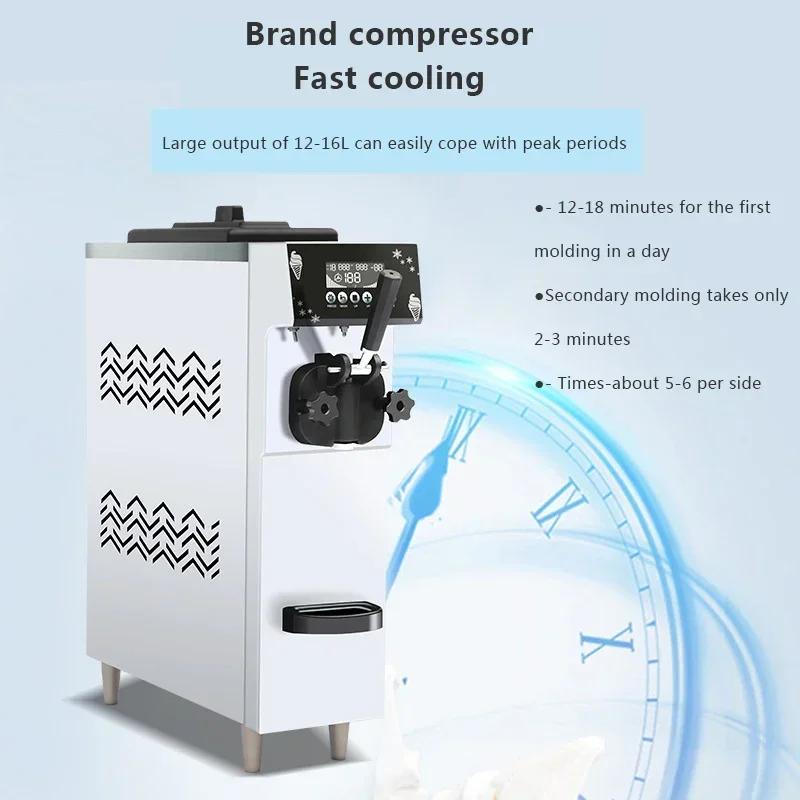 900W Single Head Desktop Automatic Soft Ice Cream Machine Large Capacity Fruit Ice Cream Machine Digital Display High Quality