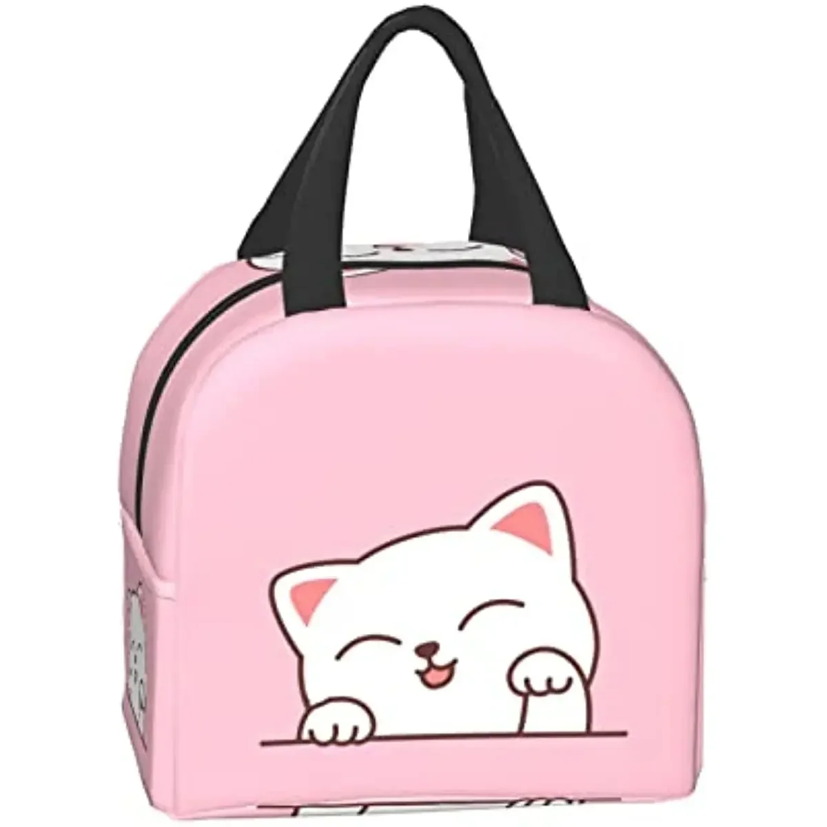 Cute White Cat Cartoon Cat Head Lunch Box Reusable Lunch Bag Work Cooler Reusable Tote Picnic Boxes Insulated Container Shopping