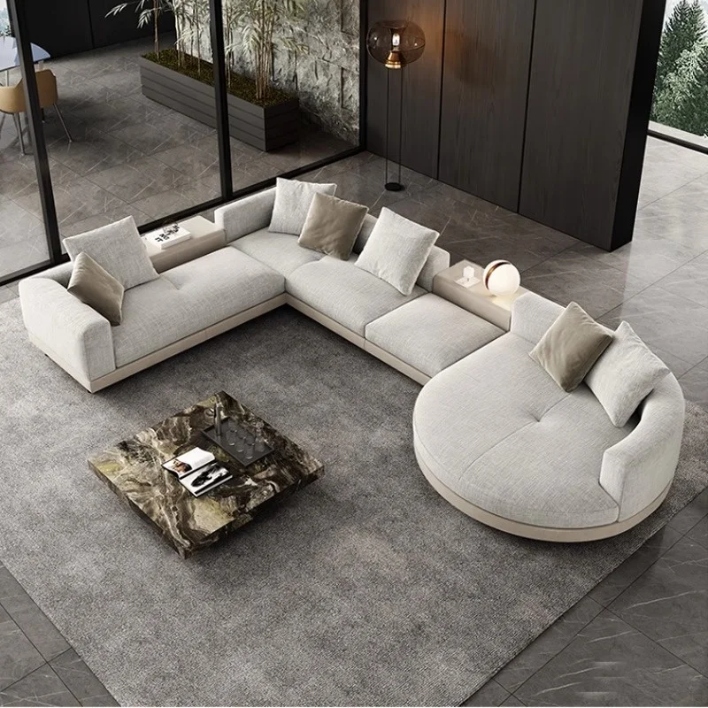 bed living room sofa U-shaped modular sofa cover Italian luxury modular combination sofa