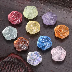 10pcs 13mm 2 Sides Flower Embossment Handmade Lampwork Glass Loose Beads For Jewelry Making DIY Bracelet Crafts Findings