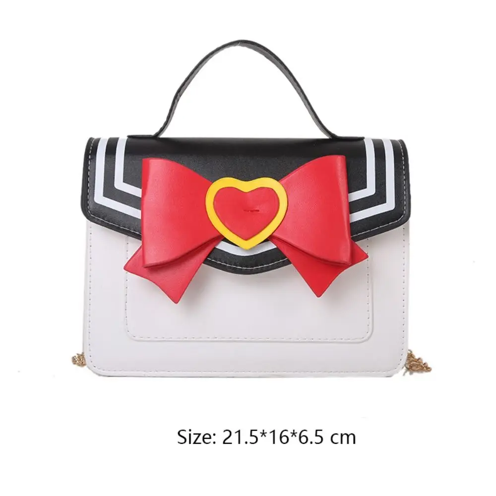 Pu Leather Kawaii Messenger Bag High-capacity Solid Color Single Shoulder Bag Crossbody Bowknot Designer Chain Bags Girl