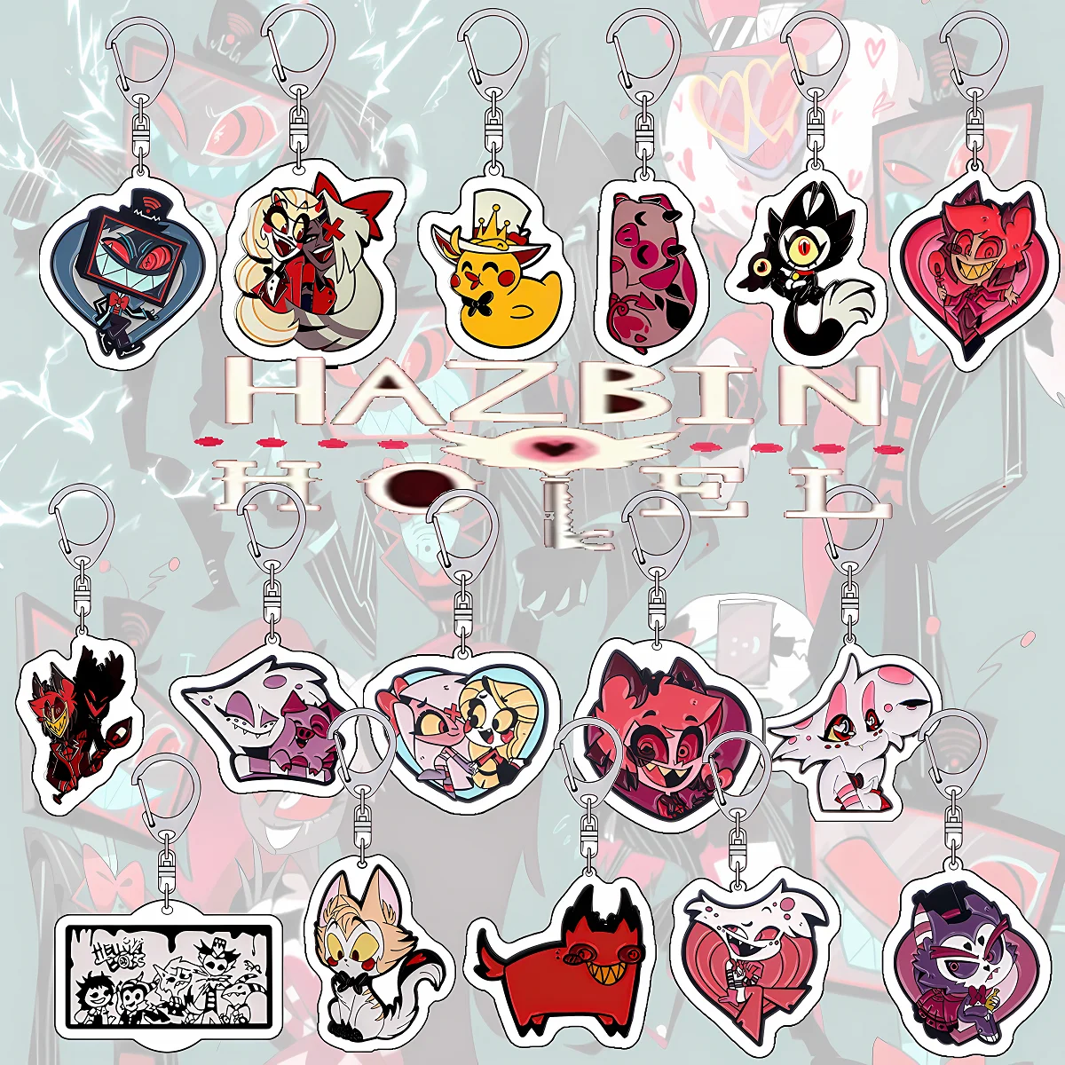 Hazbin Hotel Acrylic Keychain 6cm Charlie Vaggie Alastor Vox Set Anime Game Accessories Bag Charm Pendant New Year Gift