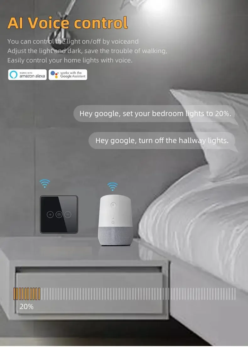 Smartier Tuya Wifi Switch لوحة كريستال زجاجية لاسلكية تعمل باللمس الجدار التبديل باهتة ضوء المنزل الذكي