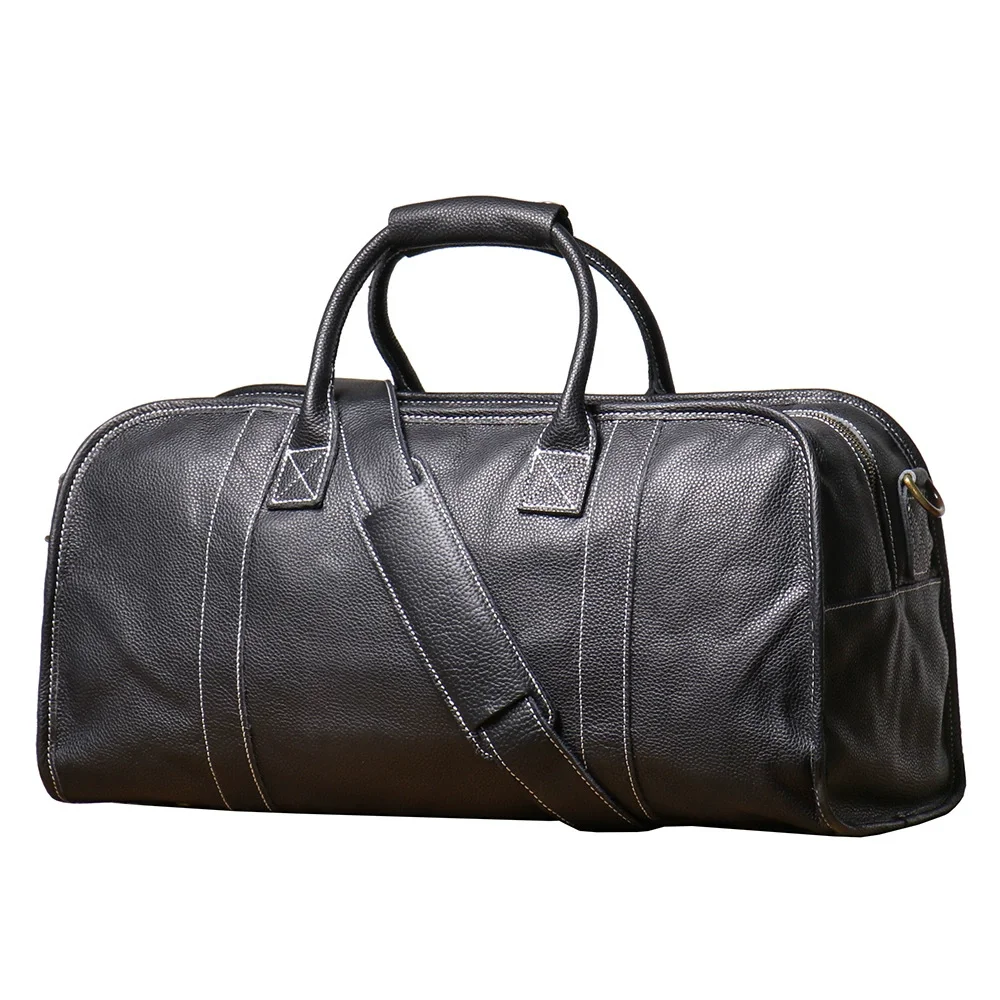 LUOKIR Men's Genuine Leather Handheld Travel Bag, First Layer Cowhide Shoulder Crossbody Gym Bag, Business Travel Luggage Bag