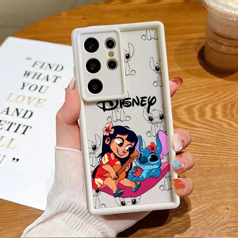 Disney Cute Stitch Case For Samsung S23 S24 S22 Ultra S20 FE S21 Plus Angel Eye Ladder Shockproof Phone Cover Silicone Shell