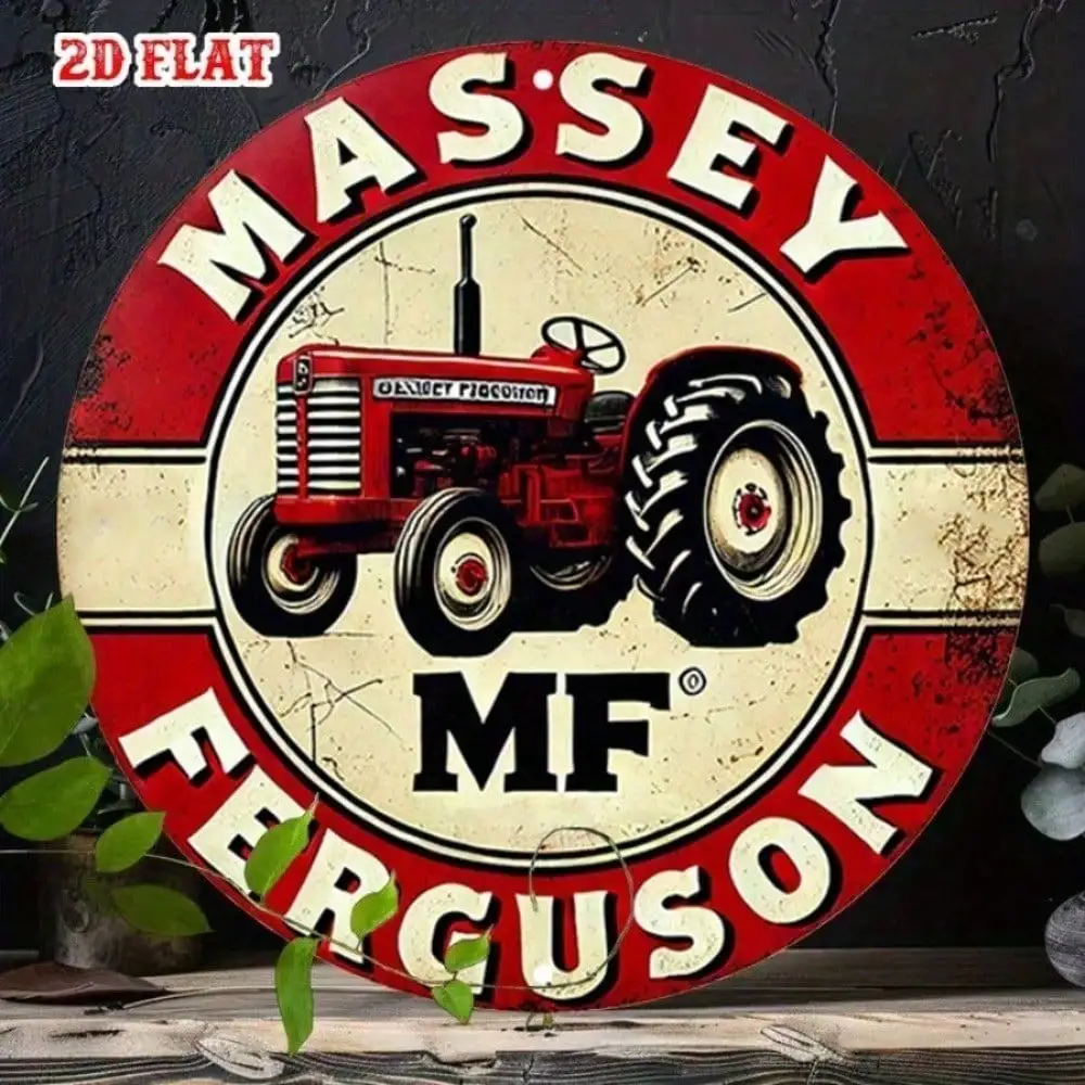 Massey Ferguson Vintage Tractor Round Tin Sign 7.87 Inch Rustic Garage Wall Decor