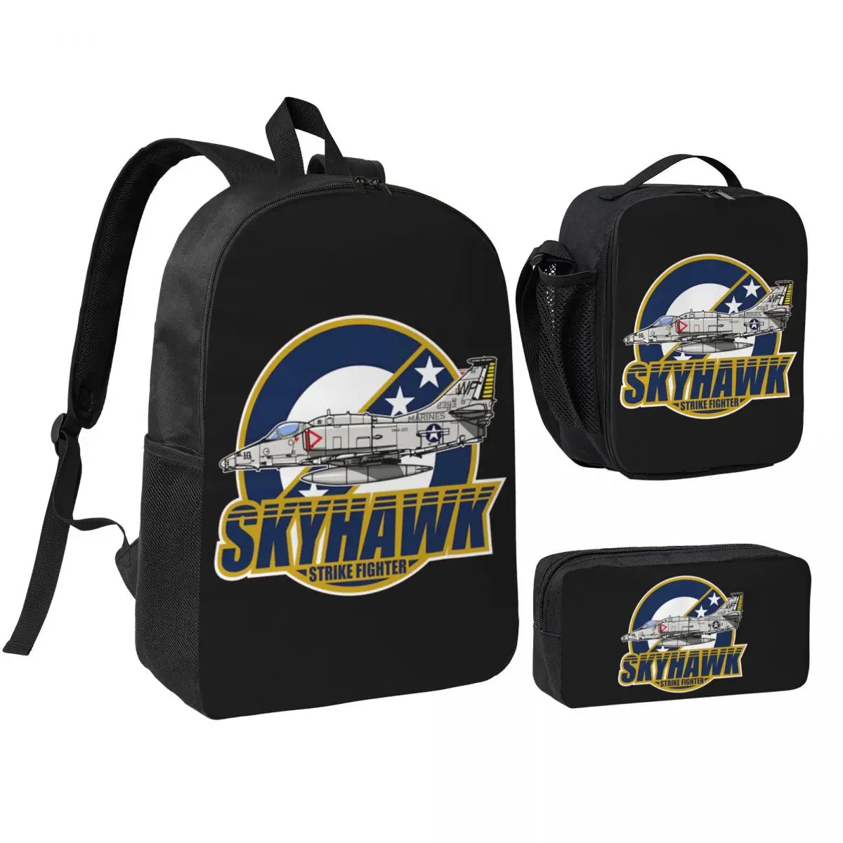 

VMA-223 A-4 Skyhawk Backpack Student BookBag School Bag Shoulder Bags 3ps Insulated Lunch Bag Pencil Case