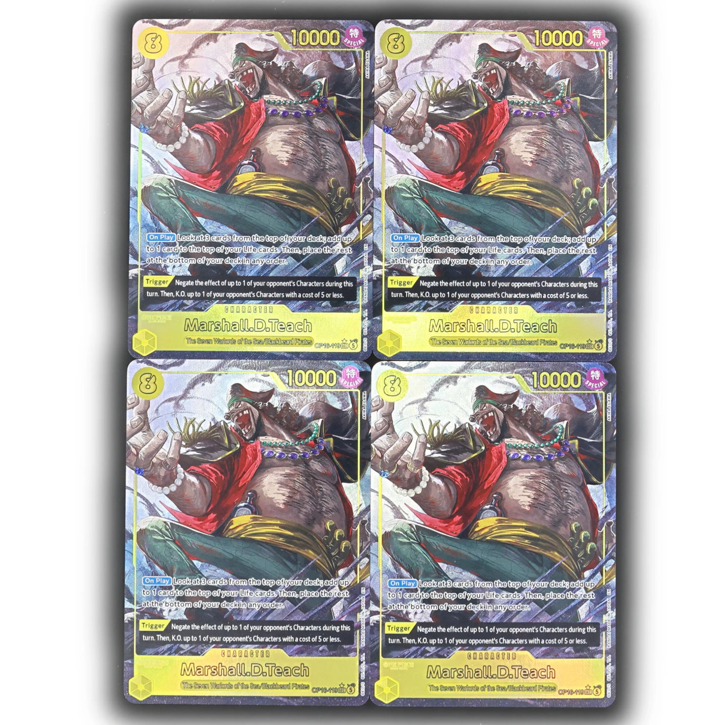 One Piece TCG OPCG Englisch OP16-119 Teach SEC Regular Alt Art Karte 8 Kosten Gelb Teach Texturierte Folienkarte Anime Sammelkarte