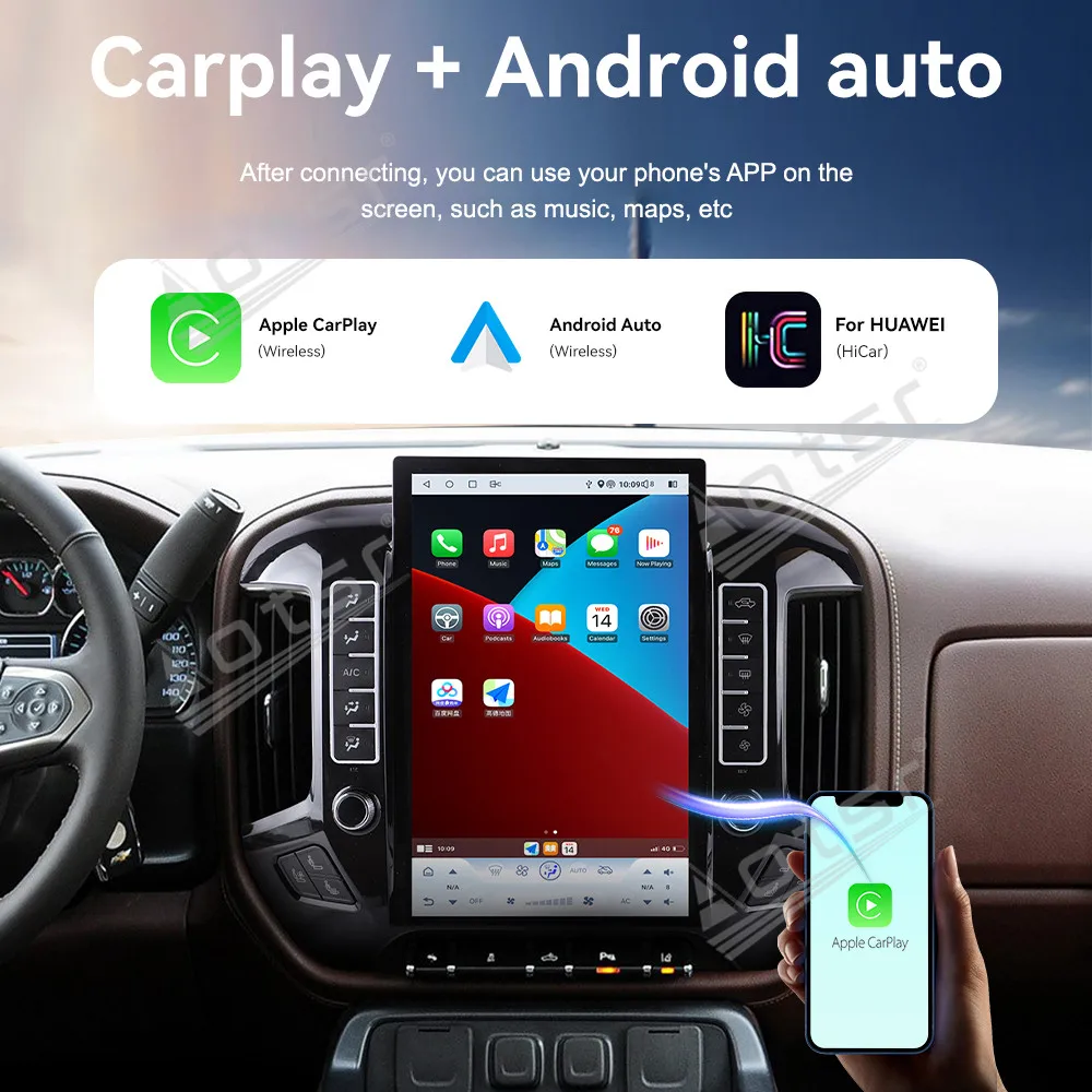 Android 14 Autostereo Carplay Car Radio GPS Navigation For Chevroler Silverado 2013-2019/GMC-Sierra 2014-2020 Auto Multimedia
