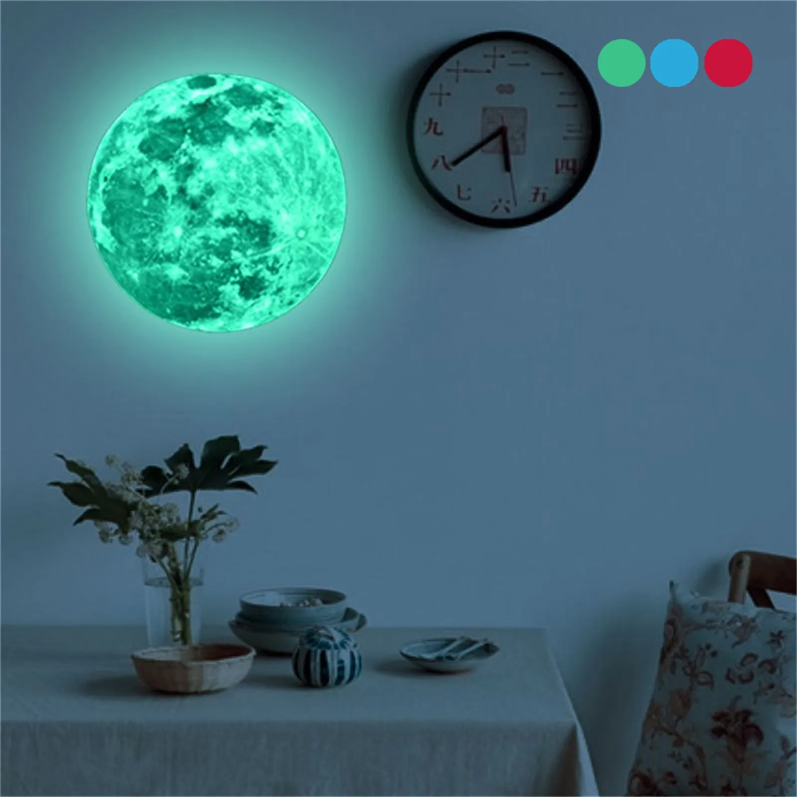 3d Large Fluorescent Moon Stickers Removable Dark Wall In The Moon 20cm Sticker Glow Sticker Wall Stickers Different Sizes
