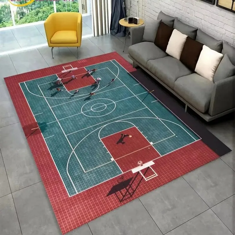 VIKAMA Basketball-themed Carpet: Anti-slip and Sound-absorbing Office and Studio Mat, Living Room Coffee Table Rug, Home Decor