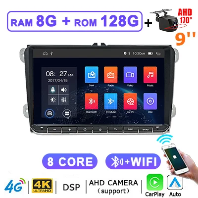 7 ''8'' 9 ''Scherm Android 14 Autoradio Carplay Voor Vw Amarok Skoda Fabia Limousine Roomster Seat Altea 2 Din Multimedia Speler