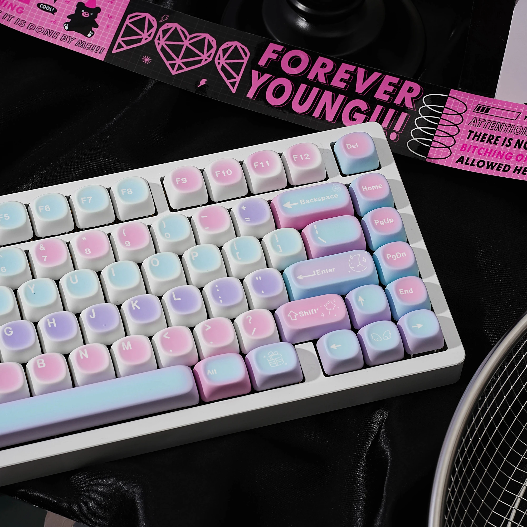 Star's Dream Keycaps Moa PBT 7U Alice Layout 130 Keys Compatible with ANSI Russian Korean Spanish German - Spacebar Included