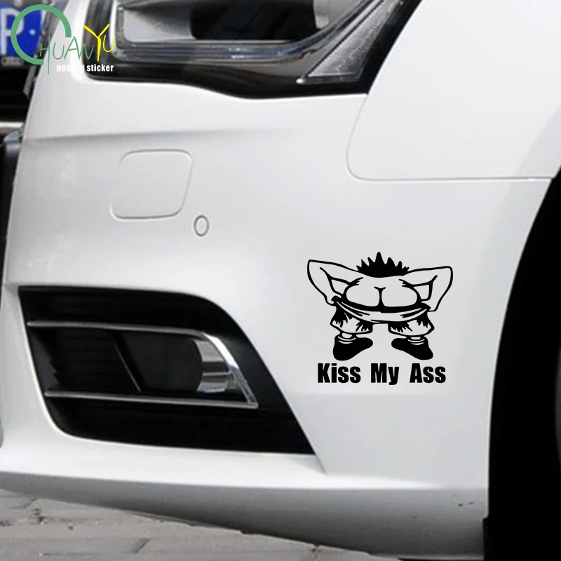 Personalized Kiss My Ass Car Stickers Funny Windshield Trunk Vinyl Decals Waterproof Automobile Motorcycle Sticker Accessories