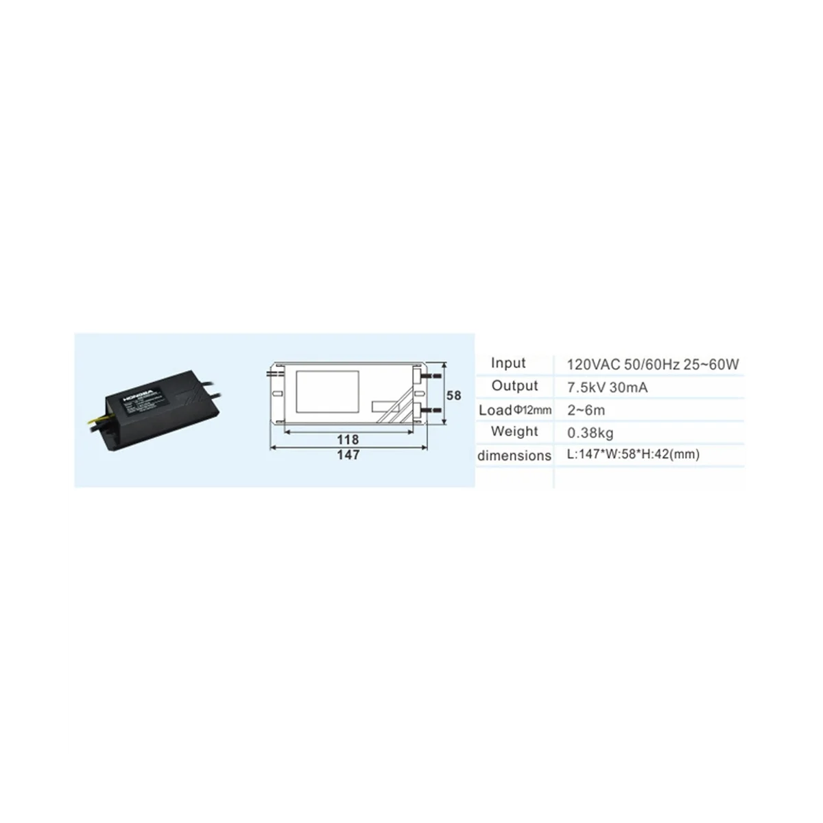 HONGBA Neon Sign Transformer Power Supply Rectifier Kit 7.5KV 30MA 110V Neon Transformer Power Electronic Rectifier Kit