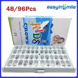 Kit de coronas dentales de acero inoxidable preformadas para niños y adultos, dientes de corona molares primarios, primera y segunda, Odontología Pediátrica, 48/96 piezas