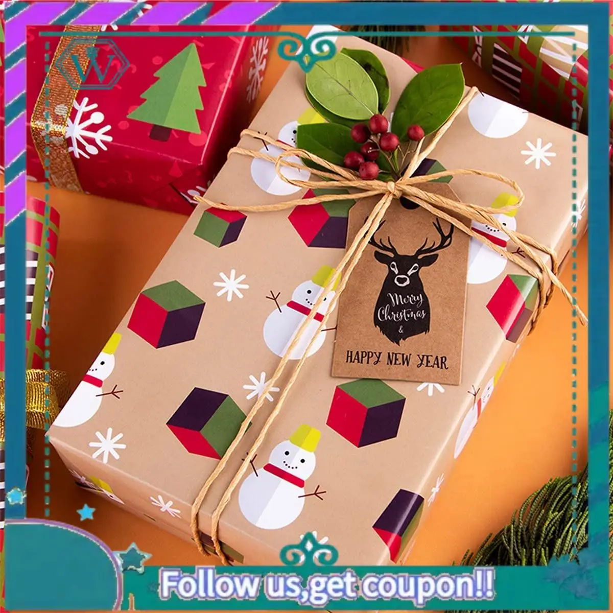 

Модернизированные 12 упаковочных листов упаковочной бумаги, набор упаковочной бумаги для рождественской вечеринки, дня рождения, подарочная упаковка