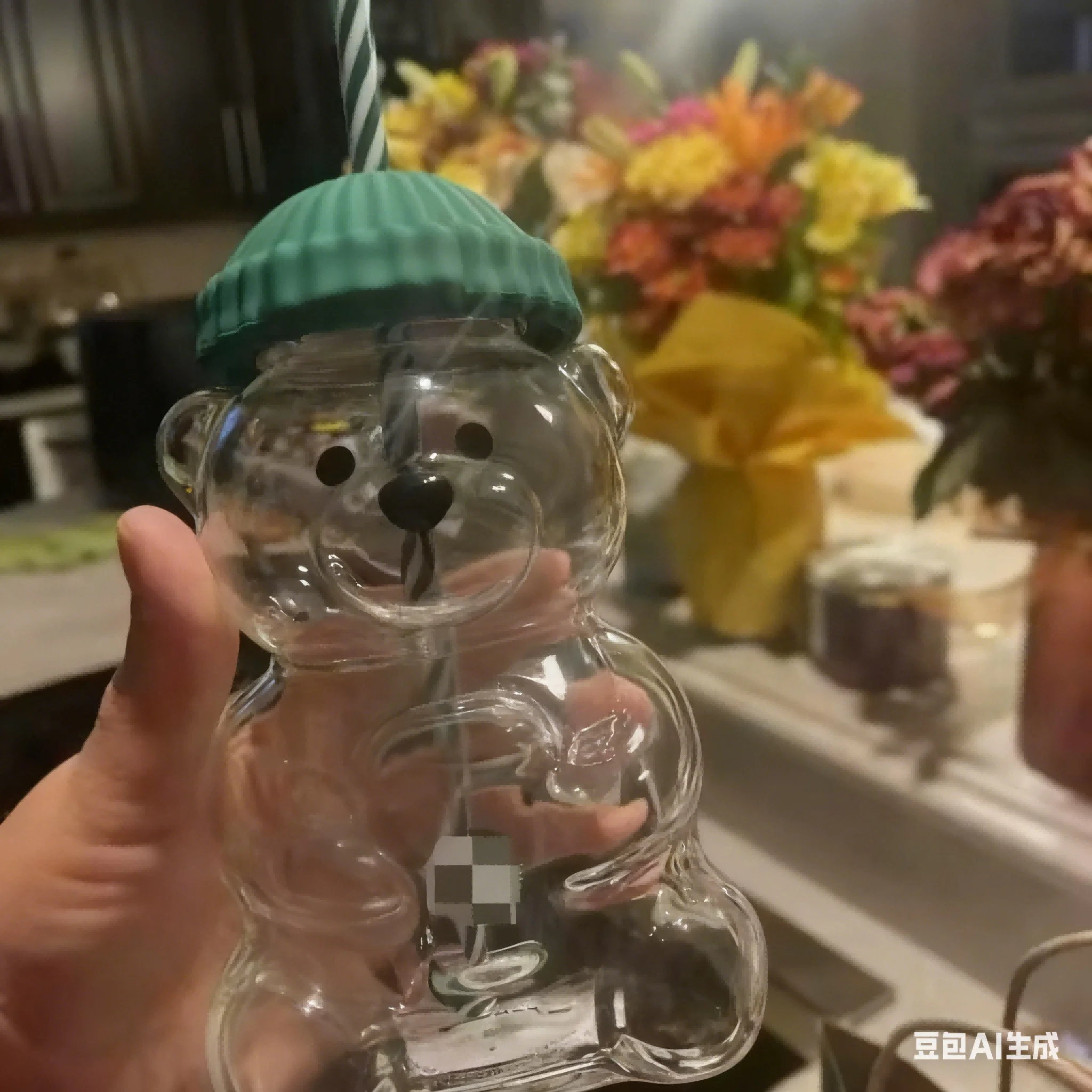 2025 جديد 500 مللي الكرتون الدب على شكل القهوة القدح لطيف الدب القدح كوب زجاجي مع القش شفافة الإبداعية الحليب القهوة أكواب مياه