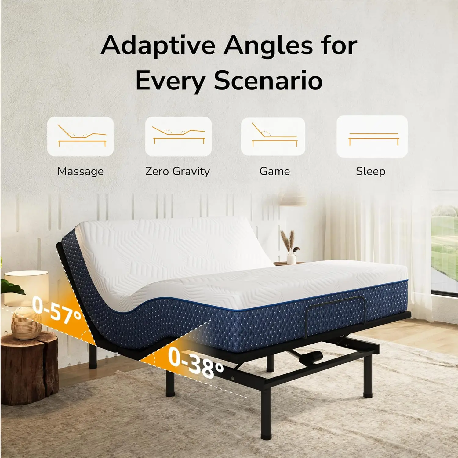 Twin XL Adjustable Bed Frame with Remote & Massage,Zero Gravity, Customized